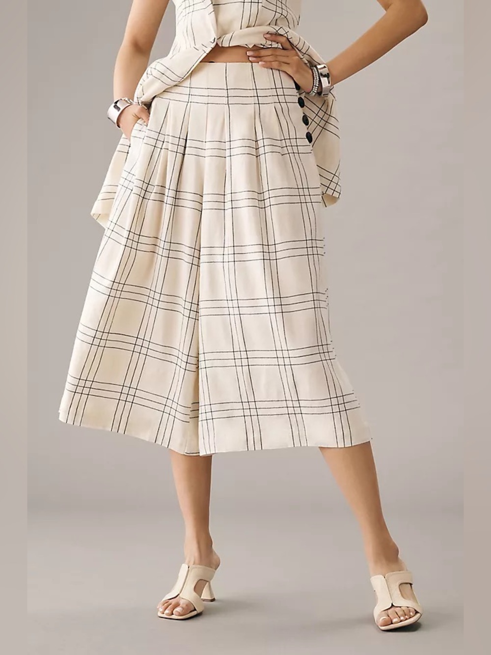 Anthropologie Maeve Pleated Black and White Culottes Pants Size 12, New W/O Tags